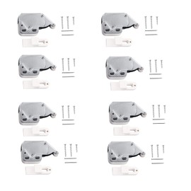 Pack of 8 Spring Catch Mini Latch with Mounting Plate and Screw Mini Door Lock, Handle-less Design for Cabinet Doors, Drawers, Cupboard Doors