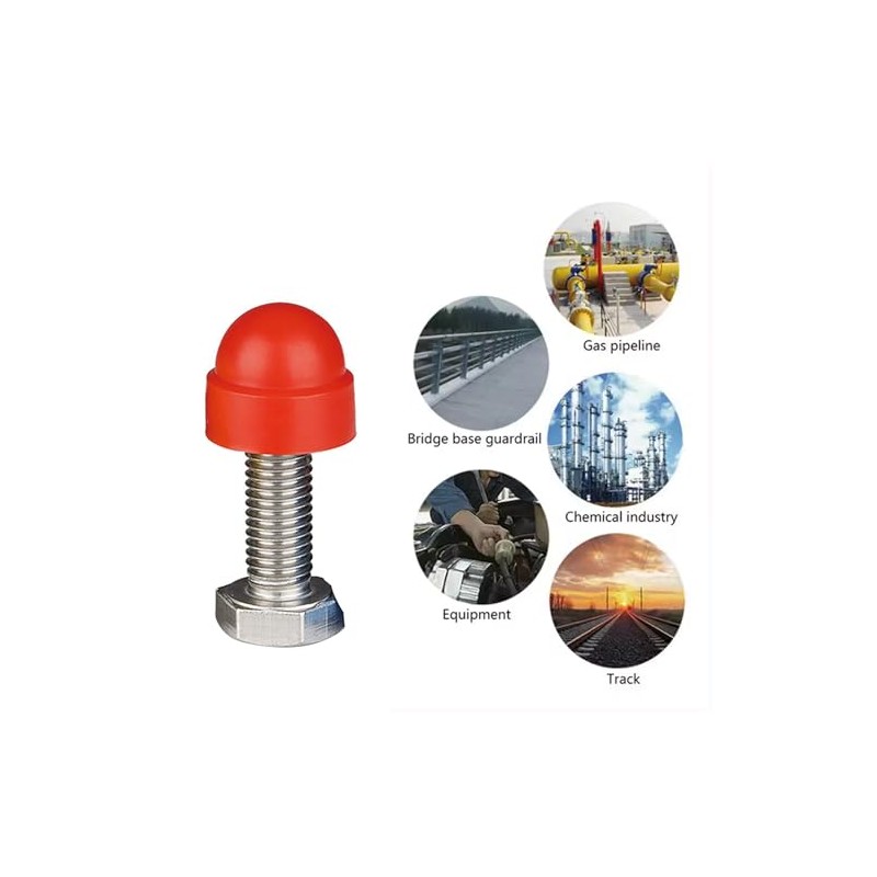 M6 Plastic Nut and Bolt Protection Dome Cover, Red Hex