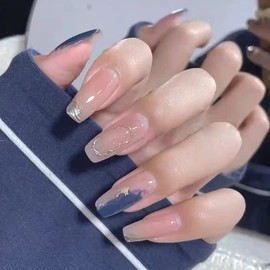 Set of 24 Nail Tips, Gradient Nails, Removable, Fake Nails, For Taking Photos, Weddings, Coming-of-Age Ceremonies, Parties, Afterparties, Pearl Rhinestones, Set of 24