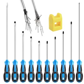 Magnetic long Screwdriver Set 10 PCS,5 Phillips and 5 Flat Head Precision Screwdriver,Professional Cushion Grip and Non-Slip for Repair Home Improvement Craft