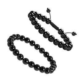 2Pcs Black Obsidian Bracelet Yoga Healing Bracelets for Women Protection Bracelet 8mm Obsidian Crystal Bracelet Jewelry
