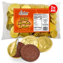 R.M. Palmer Milk Chocolate Gold Coin Half Dollars, Bulk Bag, Fun Sized, Treats, Candy, and Snacks (2 Pound (Pack of 1))