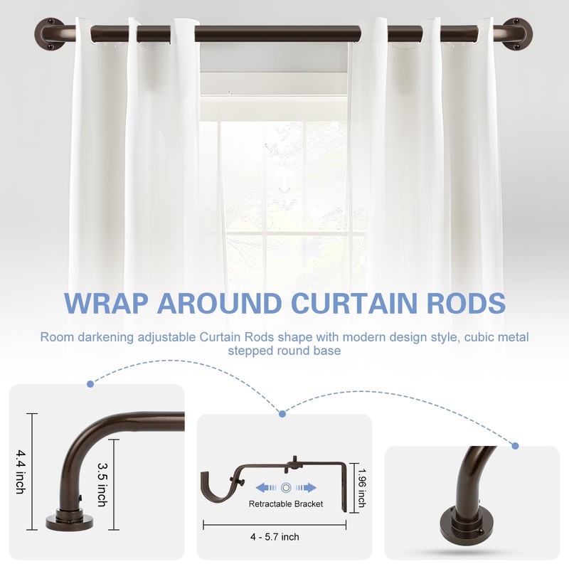 TANGWIN Bronze Wrap Around Curtain Rods 28 to 48 Inch:Blackout