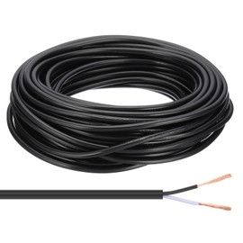 PATIKIL 50Ft 18/2 PVC Covered Wire, 300V SVT Round Lamp Cord Insulated Heat Resistant Electronical Flexible Cable for LED Lamp Wire Audio Cable Speaker, Black, UL Listed