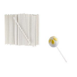 50 Pcs White Lollipop Sticks, 4 Inch Paper Candy Sticks for Homemade Candy Cookies Dessert Cupcake Toppers