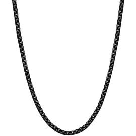 Fiusem Stainless Steel Black Chain Necklace, 3mm, Hypoallergenic for Men and Women, 18 Inch