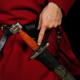 Mythrojan Sword Stand Medieval Leather Sword Frog Universal Rapier Right Handed Cosplay Costume Accessory - Black, 10" x 10"