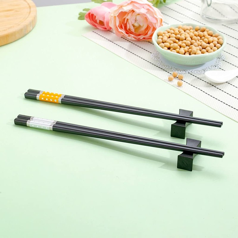 Hongyantech 2 Pairs Fibreglass Japanese Chopsticks Black + 2 Stainless