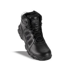 Thorogood Crosstrex 6” Waterproof Black Tactical Boots for Men with Zipper - Breathable Polished Leather and Mesh with Safety Toe and Traction Outsole; ASTM Rated, Black - 14 W US