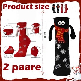 Scinzene 2 Pairs Christmas Socks with Magnet, Hands Holding Socks for Couples, Funny Cartoon Socks, Cotton Socks for Men and Women, Christmas Gifts, 1