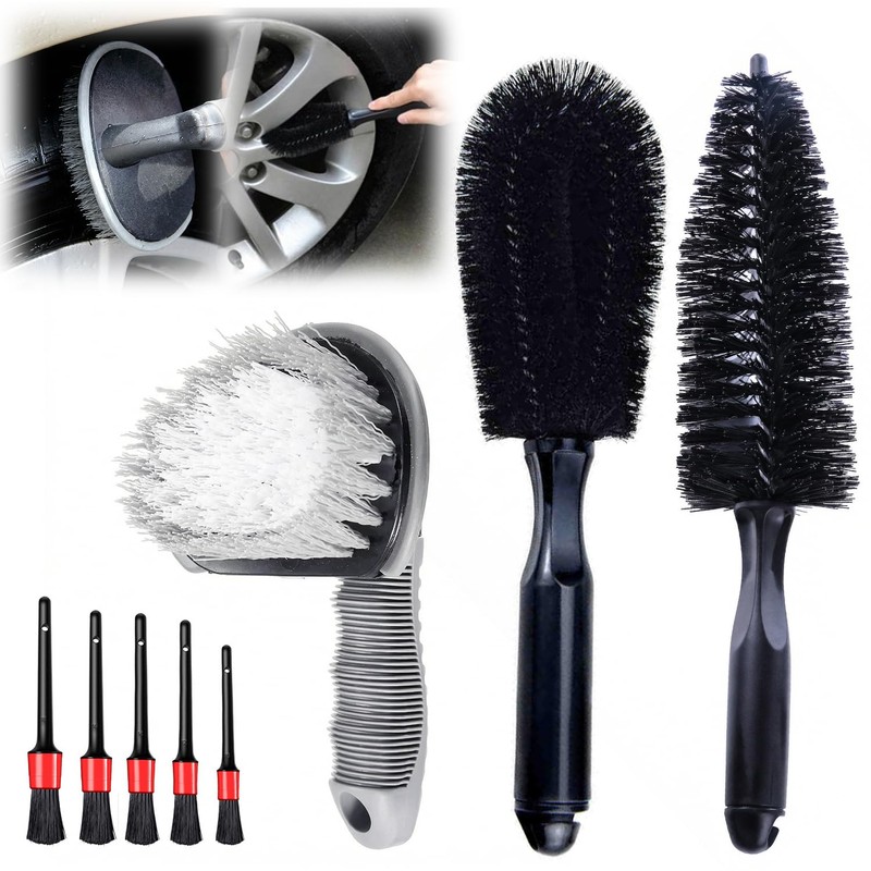 QICHEN 8PCS Cepillos de Llantas,Set de 8 Cepillos de Llantas,