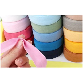 LIMIKPH 10 Metres Folded Elastic Band Folding Tape – Many Colours Available, 20 mm Wide Folding Elastic (Pink)
