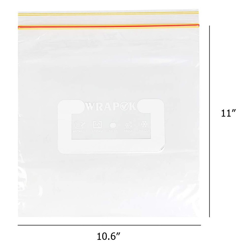 WRAPOK Ziplock Freezer Bags Large Reusable Food Plastic Seal Bag