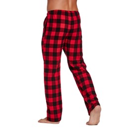CYZ Men's 100% Cotton Super Soft Flannel Plaid Pajama Pants,SAHARA-BlackRedGingham,Small