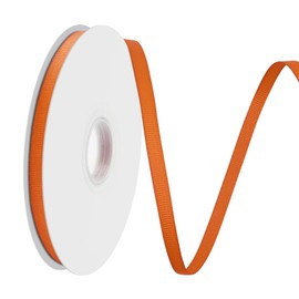 Lrybbon Double Face Orange Grosgrain Ribbon for Gift Wrapping 1/4 inch×50 Yards Ribbon Ideal for Sewing Hair Bow Flower Bouquet Crafts Weddings Floral Arrangements