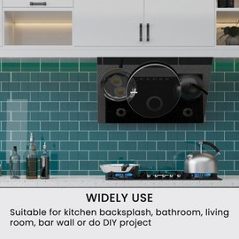 Adedeo Glass Subway Tile 3 x 6 Inch Dark Teal for Kitchen Backsplash Bathroom Wall Pack of 32 Sheets