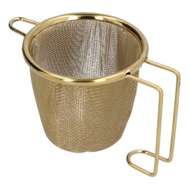 Stainless Steel Tea Strainer, 4.7x3.0x2.8in Tea Infuser Filter with Handle Tea Steeper Basket Infusers Extra Fine Mesh Strainer Brewing Basket for Brew Tea(Gold)