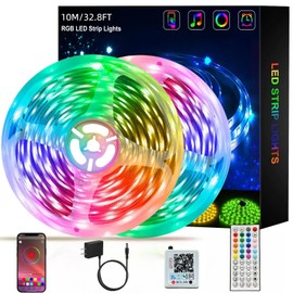 Borllyem LED Lights for Bedroom, 32.8ft Smart Light Strips with 44-Key Remote,Phone App Control LED Rope Lights for Bedroom,Home Decoration, Computer,Wedding, Birthday Party Decoration
