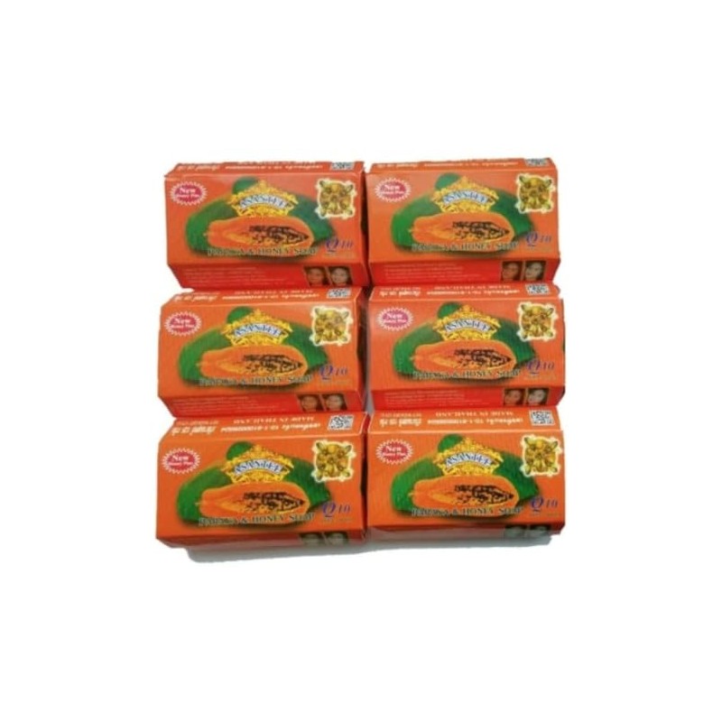 Asantee Thai Papaya Herbal Skin Whitening Soap 125g (Pack of