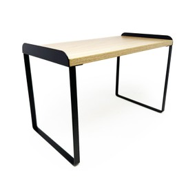 Mitus Shelf Organizer and Storage, Tiered Wood Cabinet Rack for The Kitchen Counter, Bathroom Counter, Pantry Cupboard, Office Desk Bookshelf, 12" Wide Natural and Black (Large)