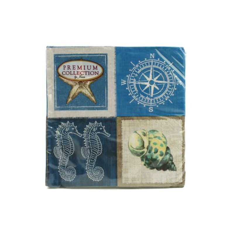 Premium Collection Pack of 20 Napkins Maritime Starfish Compass Seahorse