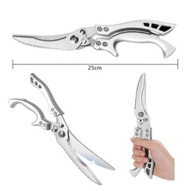 Stainless Steel Meat Scissors, Bone Scissors, Poultry Scissors for Meat, Kitchen Scissors, Stainless Steel, Multifunctional Scissors, Poultry Scissors for Meat, Chicken, Fish, Vegetables, Poultry