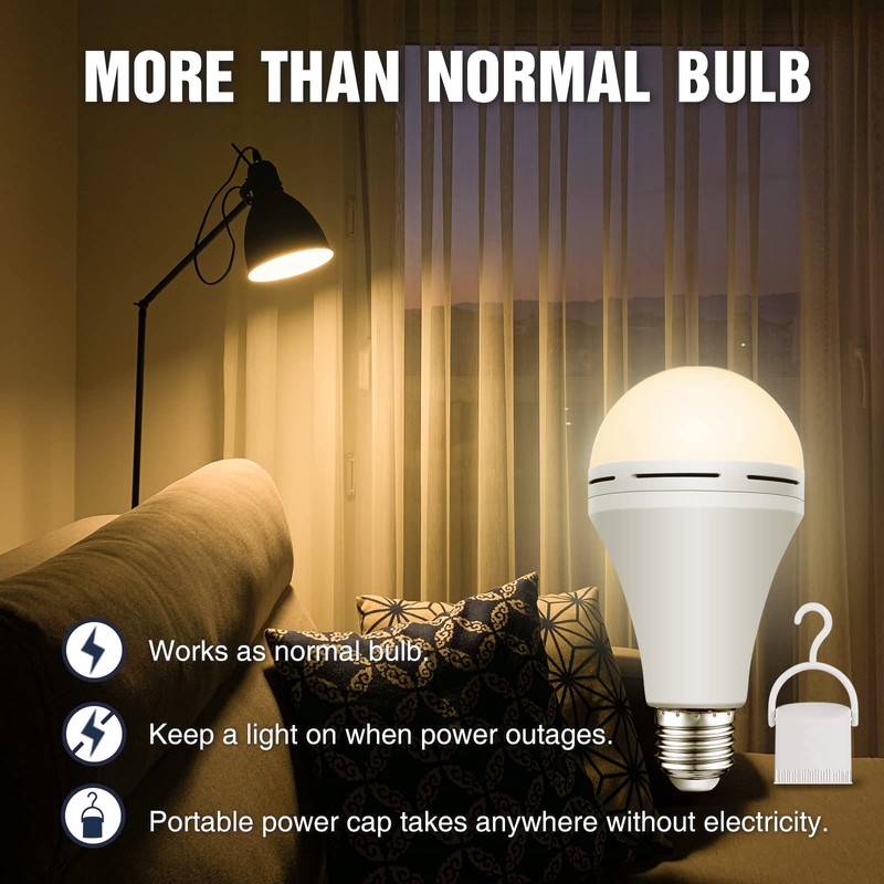 Neporal Emergency Rechargeable Light Bulbs Stay Light Up When Home