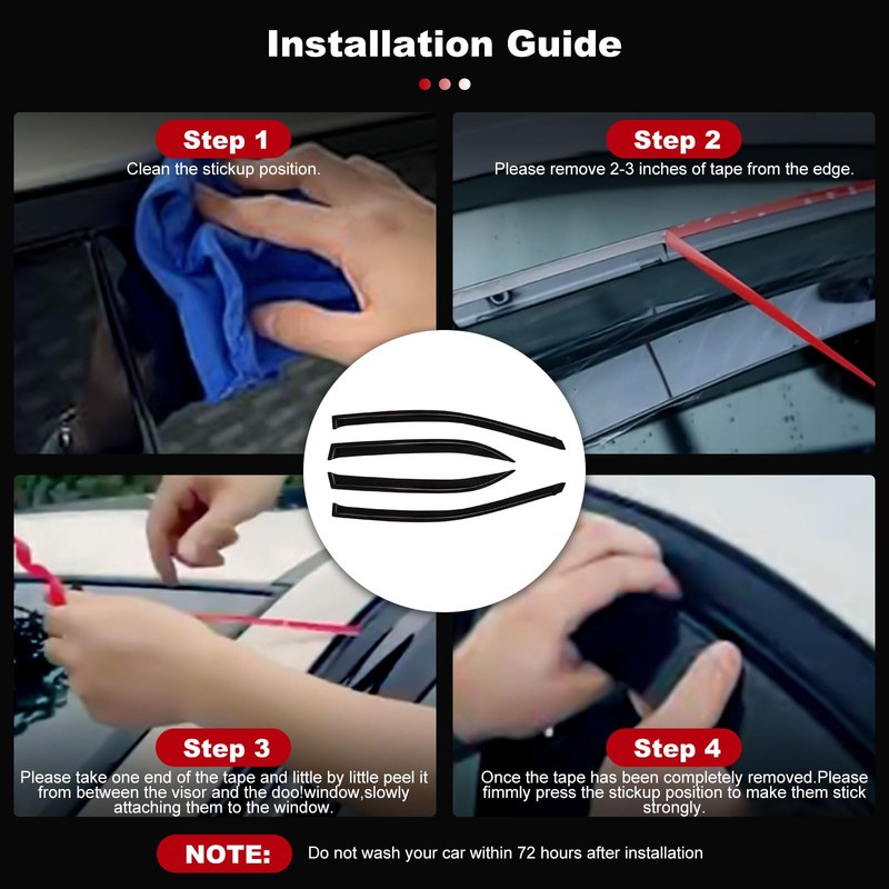 Side Window Deflectors Rain Guards Vent Window Visors for Toyota