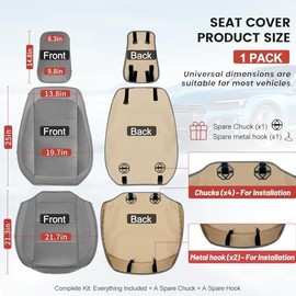 Ventilated Cooling Car Seat Cover for Summer, 3D Air Mesh Front Seat Protector with Storage Pocket for Cars, Trucks and SUVs