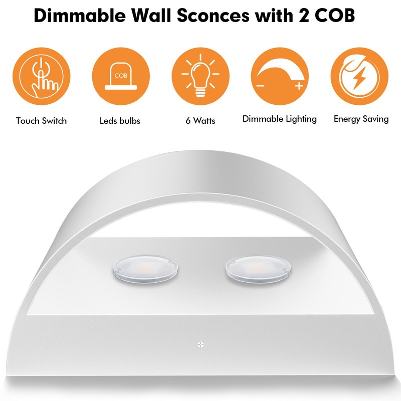 REIKOT Wall Sconces Set of Two | Modern LED Indoor