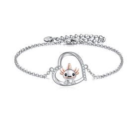 SHEAISRS 925 Sterling Silver axolotl Heart Necklace Gift for Girls
