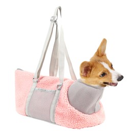 Dog Carrier Handbag Head-Out Portable Small Pet Carrier Dog Carrying Bag Dog Cat Travel Bag Pet Dog Carrier Bag Dog Sling Carrier Soft Winter Warm Pet Tote Bag with Hook for Subway Hiking Shopping