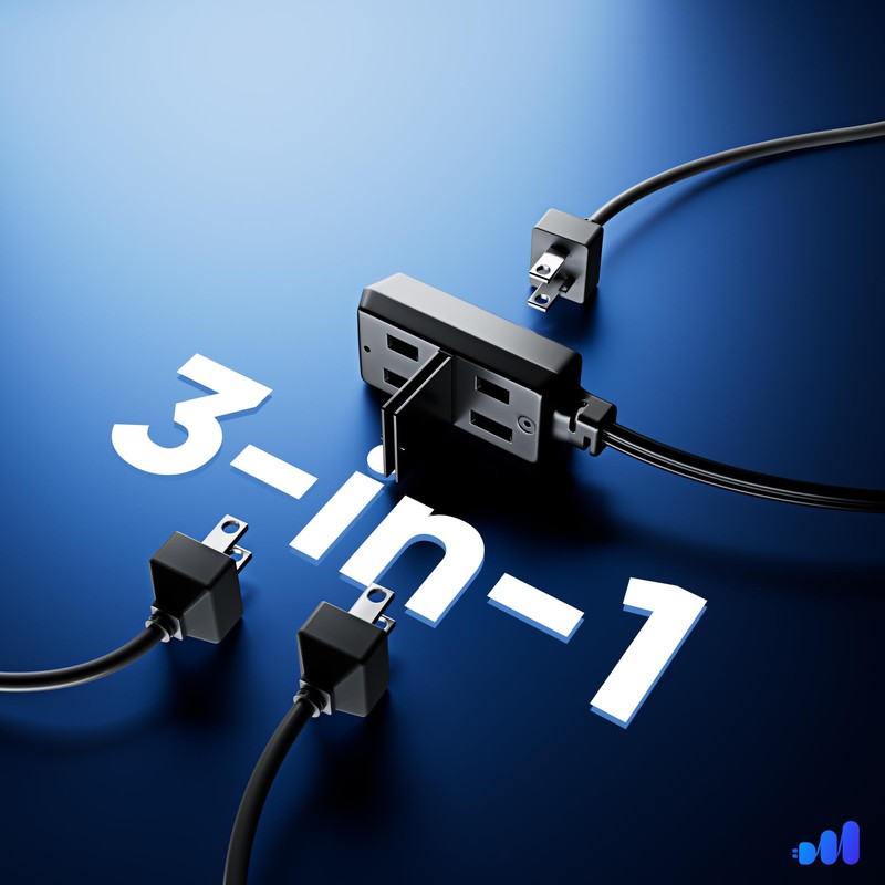 Maximm Cable 4ft 360° Rotating Flat Plug Extension Cord with