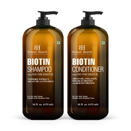 Botanic Hearth Biotin Shampoo and Conditioner Set - with Ginger Oil & Keratin for Hair Loss and Thinning Hair for Men and Women - Sulfate Free, 16 fl oz each