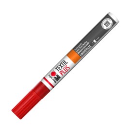 Marabu 01180003031 - Textile Painter Plus, Cherry Red 031, Line Width Approx. 3 mm, Fabric Paint Pen for Light and Dark Fabrics, Water-Based, Soft Grip, Washable up to 40 °C