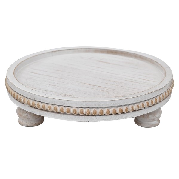 Modern Farmhouse Wood Riser with Bead for Display Waterproof White