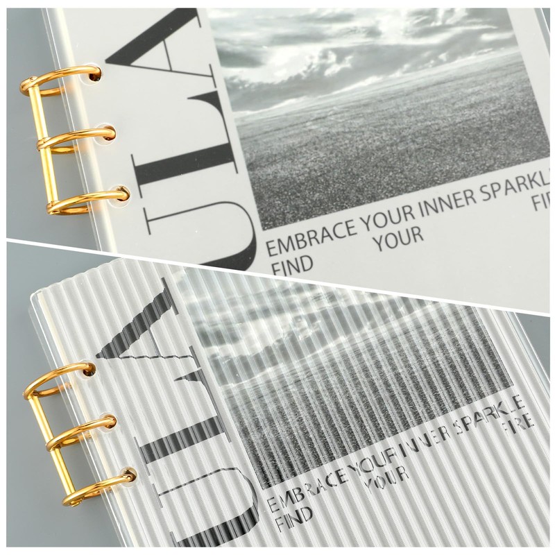 Maitys A5 Acrylic Binder 6 Ring Frosted Clear Stripe Binder