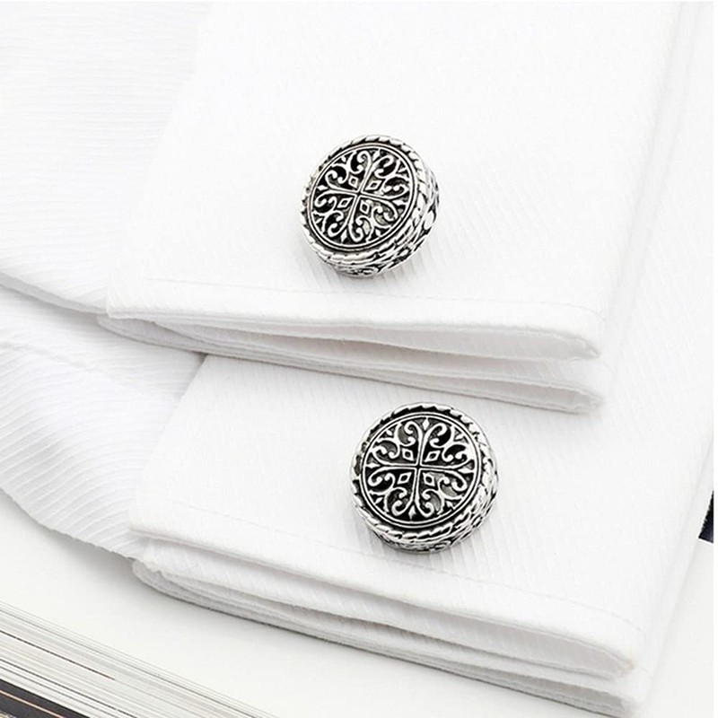 Classic Cufflinks, Men's, Stainless Steel, Gold, Silver, 0.7 inches (19.5