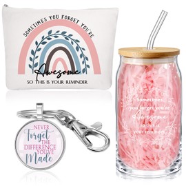 Yaomiao 3 Pcs Employee Appreciation Gift for Women Graduation Thank You 16 oz Glass Cup Bag Keychain for Teacher Nurse(Awesome)