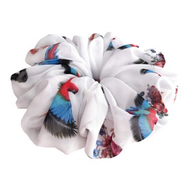 26 Colors Available, Colorful Big Scrunchies for Hair, Soft Chiffon Ponytail Holder, Cute Birthday Gift for Women Girl Teen, Holiday Accessory (Bright Bird)