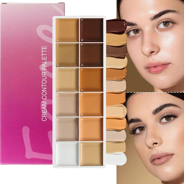 Foundation Palette - 12-Color Cream Foundation Palette,Makeup Concealer for Women