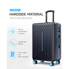 20 inch Carry-on Luggage with Spinner Wheels Airline Approved Suitcase for Travel Business, Blue