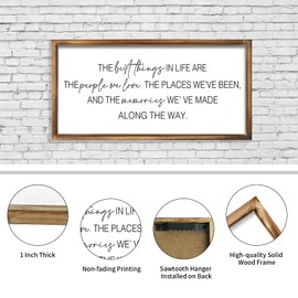 JUMBO DECOR The Best Things in Life Sign Wall Decor 24''×12'' Vintage Farmhouse Framed Wood Memories Inspirational Quotes Wall Art for Family Home Decor (Brown)