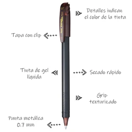 Pentel Energel Bolígrafo de Gel, Claro (Brown), 0.7 mm