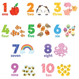 DECOWALL DS-2020 Numbers Wall Stickers Wall Decals Peel and Stick Removable Wall Stickers for Kids Nursery Bedroom Living Room (English)