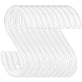 20 Pack Vinyl Coated S Hooks for Hanging - Heavy Duty, Non Slip 3 Inch Closet Hooks - Steel Metal White Small Hooks for Plants, Jeans, Pots, Pans, Coffee Cups