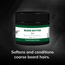 Detroit Grooming Co. Men's Beard Butter - Soften, Thicken, Hydrate, and Rejuvenate Your Beard with Safflower Oil and Shea Butter- Beard Care - Styling Essentials - 4oz (Toasted Vanilla Amber)