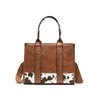 myfriday Western Cow Print PU Leather Tote Bag for Women