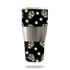 MightySkins Skin Compatible with Ibex 30 oz Tumbler – Nighttime Skulls | Protective, Durable, and Unique Vinyl Decal wrap Cover | Easy to Apply, Remove, and Change Styles | Made in The USA