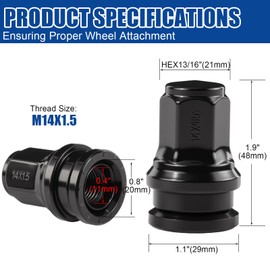 JiiinMiiin M14x1.5 32Pcs Black ONE-Piece Design OEM Lug Nuts Replace HCPZ-1012-B HCPZ-1012-A, Replacement for 2017-2024 Ford F250 & F350